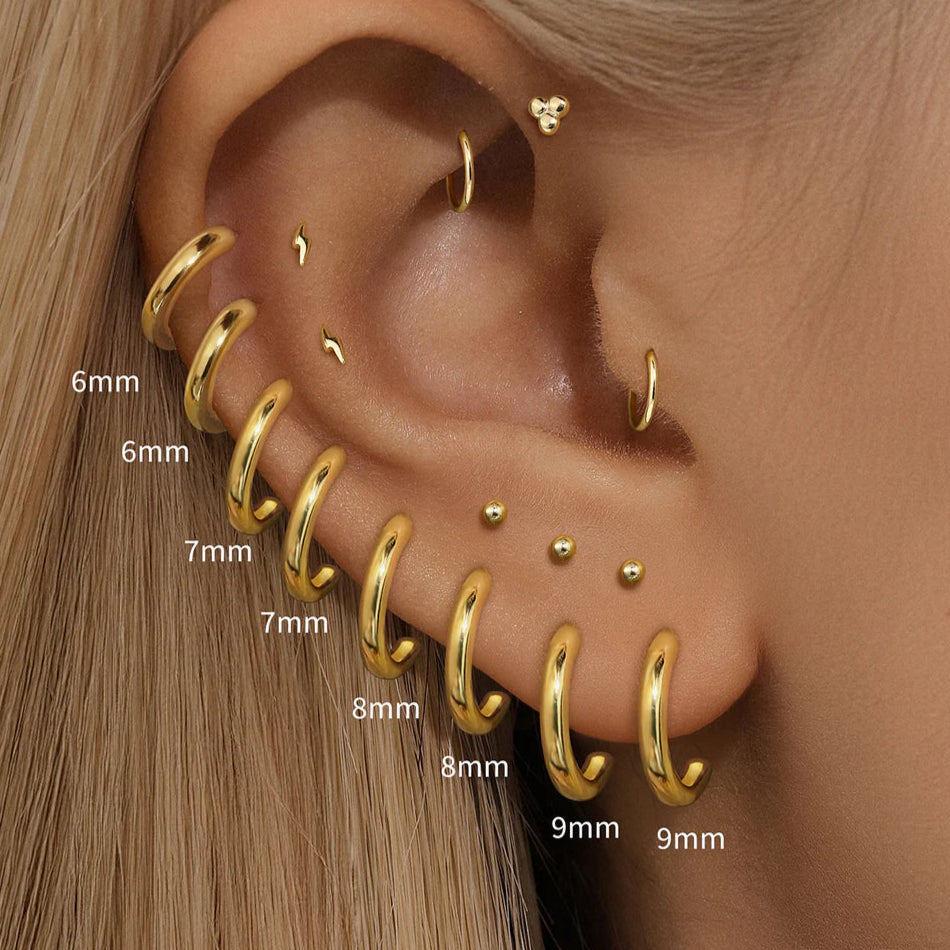 Hybrid Huggie | Sterling Silver Flat Back Stud 16G Gauge