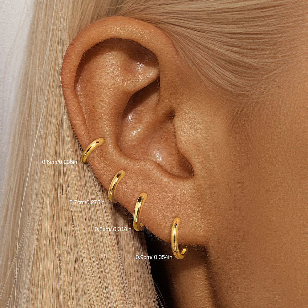 Hybrid Huggie | Sterling Silver Flat Back Stud 16G Gauge