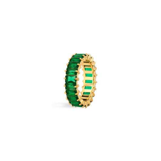 Green & Gold Emerald Cut Eternity Ring