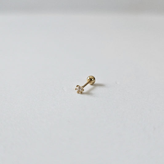10k Solid Gold Little CZ Screw Ball Stud (1pc single)