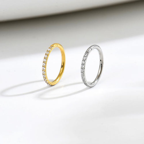 1.2mm CZ | Stainless Steel Seamless Clicker Ring 16G Gauge