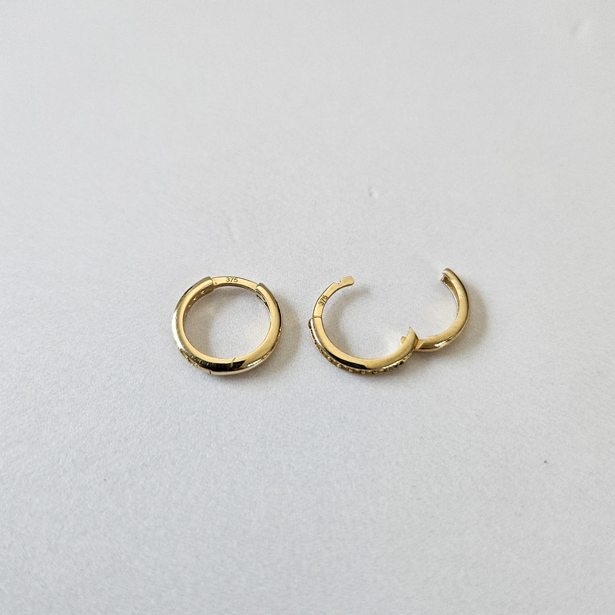 9k Solid Gold CZ Huggies