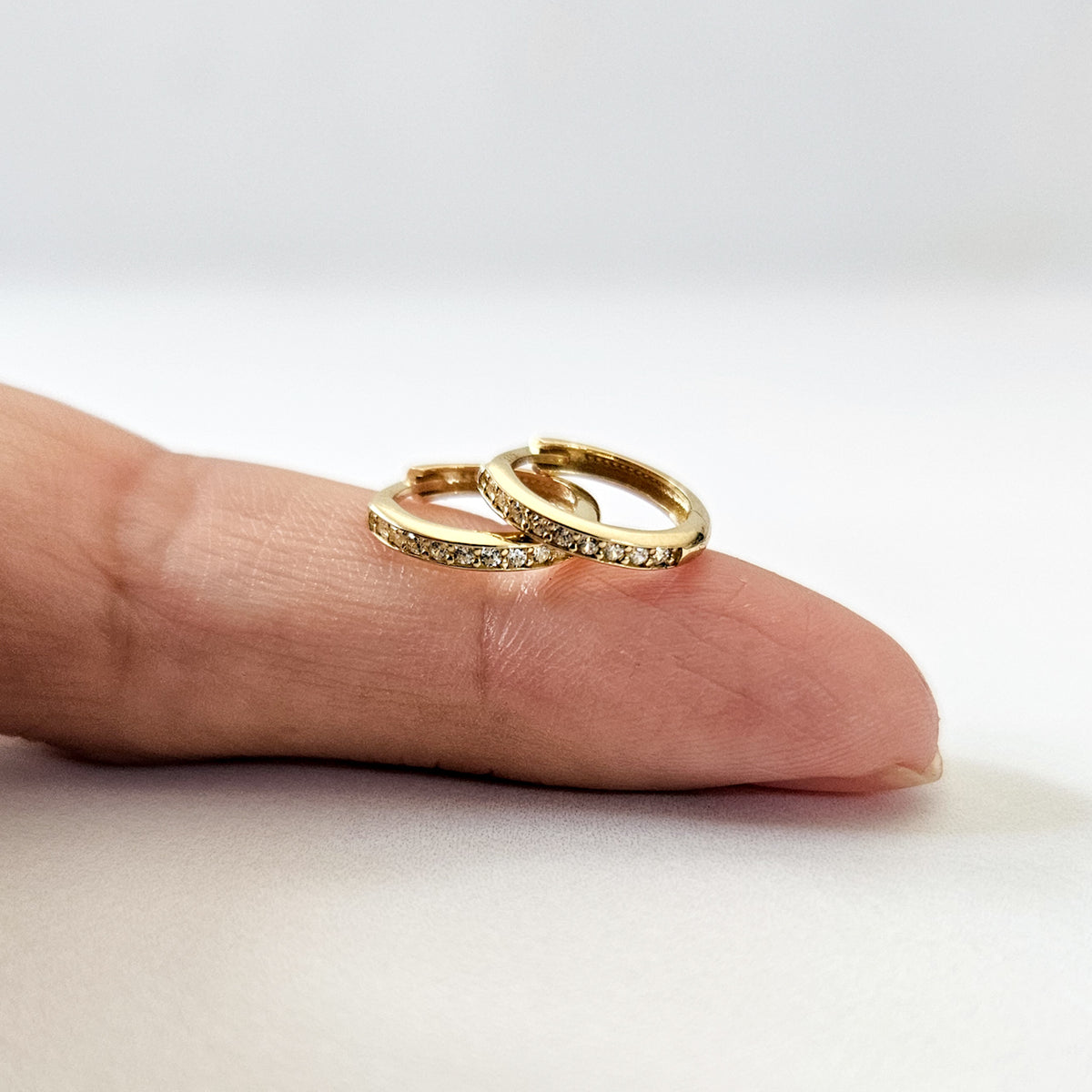 9k Solid Gold CZ Huggies