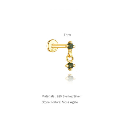 Adorn Moss Agate | Sterling Silver Flat Back Stud