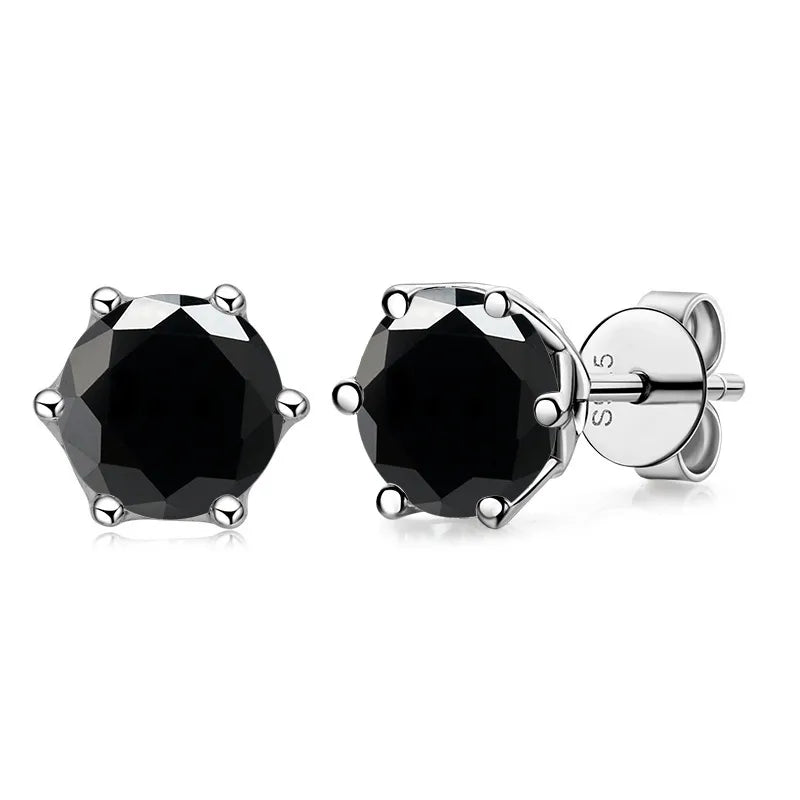 Black Moissanite Studs in Sterling Silver