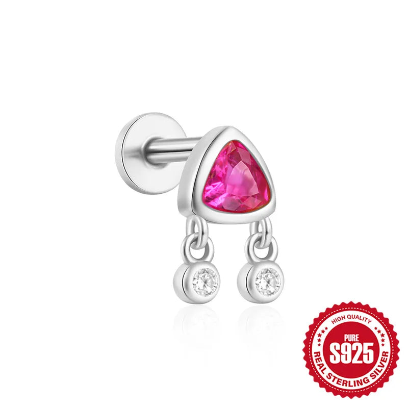 Cerise | Sterling Silver Flat Back Stud 16G Gauge