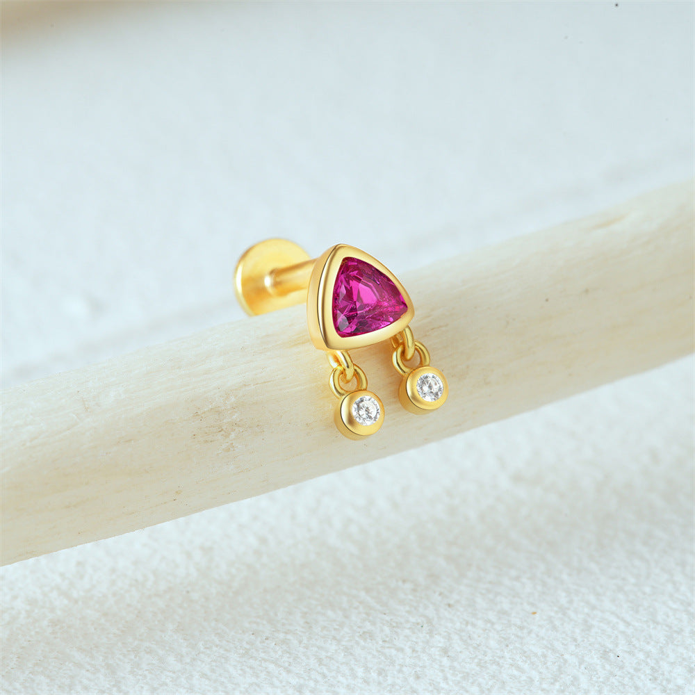 Cerise | Sterling Silver Flat Back Stud 16G Gauge