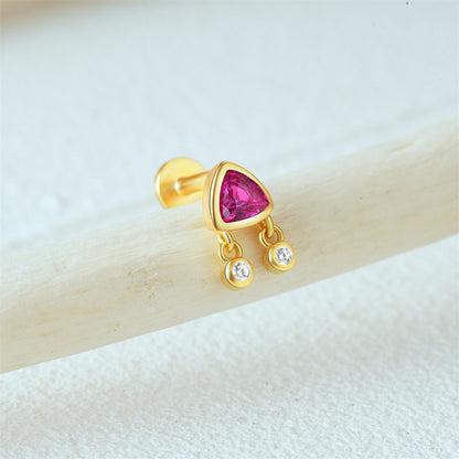 Cerise | Sterling Silver Flat Back Stud 16G Gauge
