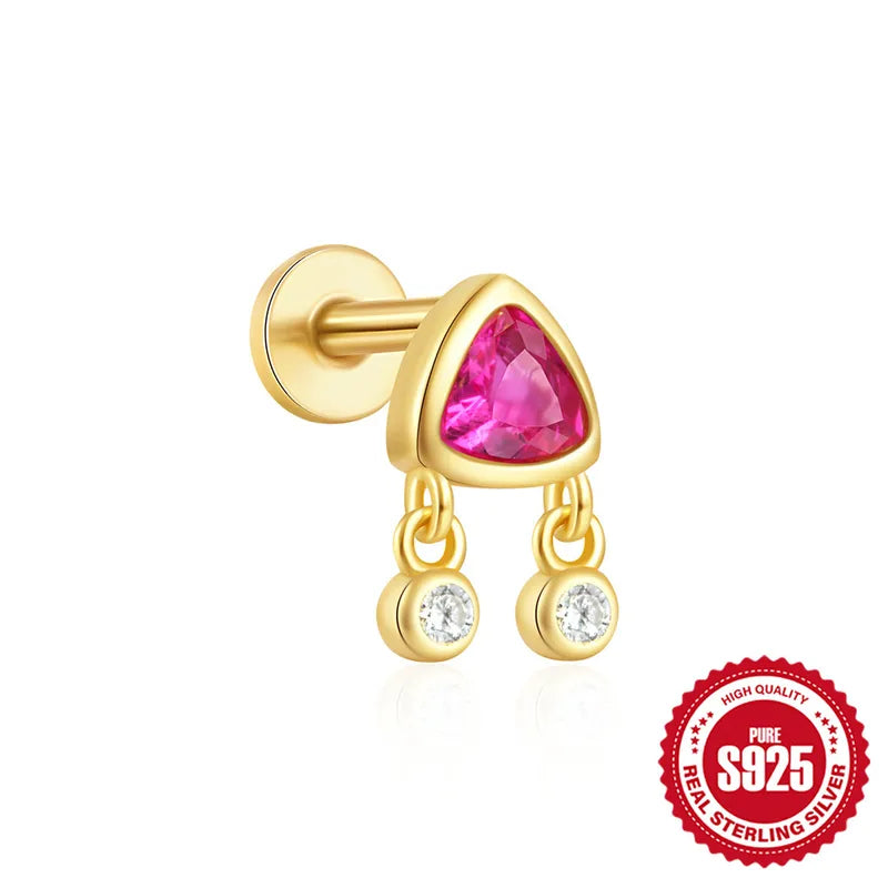 Cerise | Sterling Silver Flat Back Stud 16G Gauge