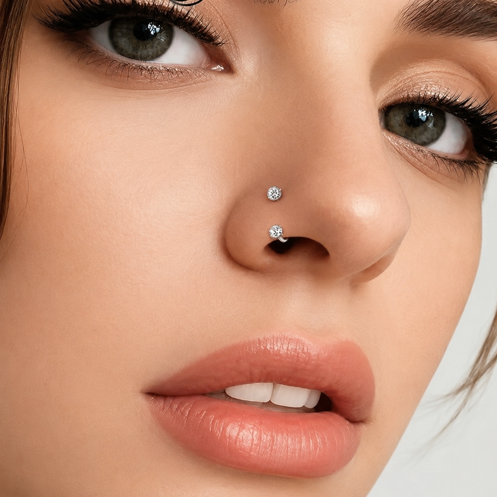 Cubic Zirconia | Stainless Steel Circular Barbell Ring 18G Gauge