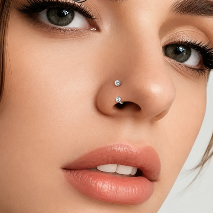Cubic Zirconia | Stainless Steel Circular Barbell Ring 18G Gauge