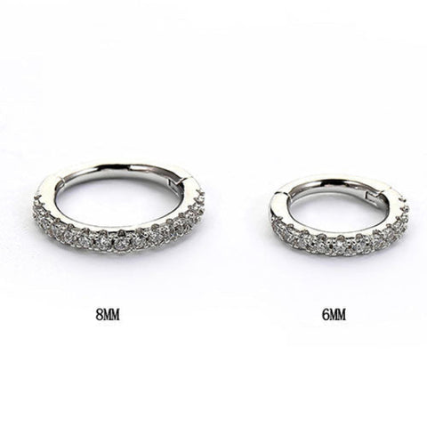 1.2mm | CZ Sterling Silver Seamless Clicker Ring 16G Gauge