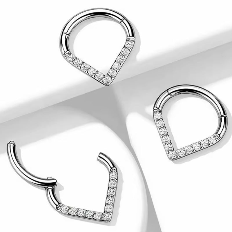 1.2mm Drop CZ | Stainless Steel Seamless Clicker Ring 16G Gauge