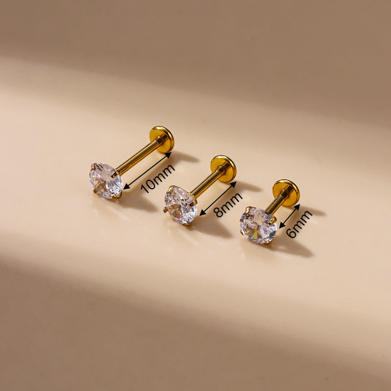 Cubic Zirconia | Stainless Steel Flat Back Stud 16G Gauge