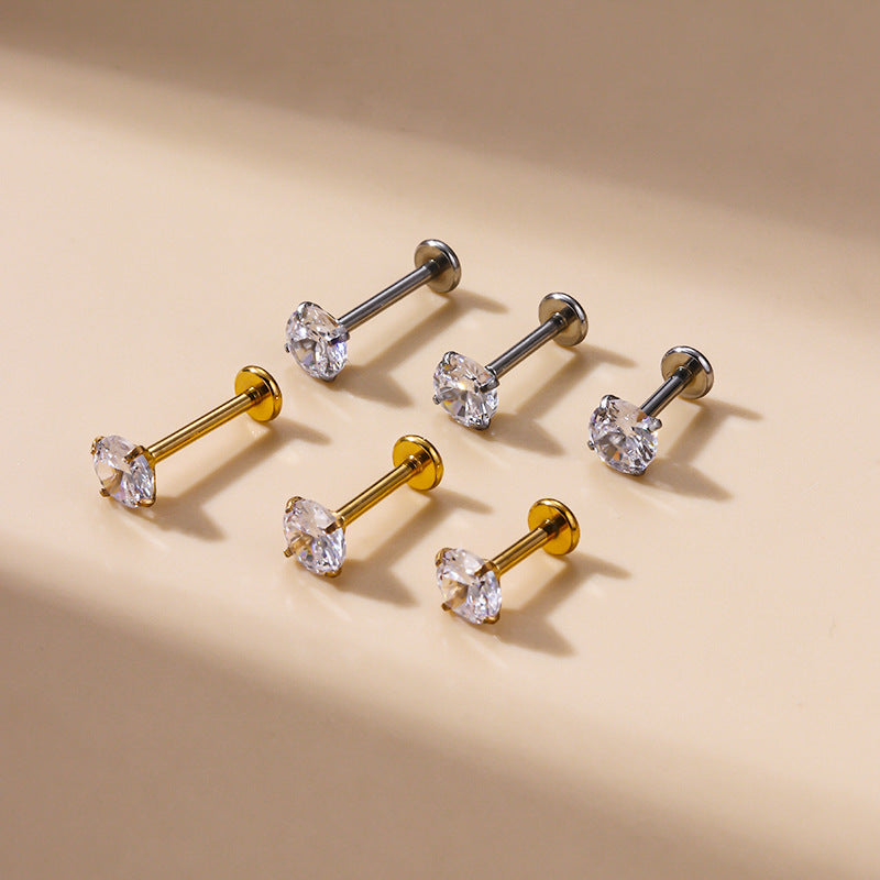 Cubic Zirconia | Stainless Steel Flat Back Stud 16G Gauge