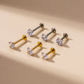 Cubic Zirconia | Stainless Steel Flat Back Stud 16G Gauge