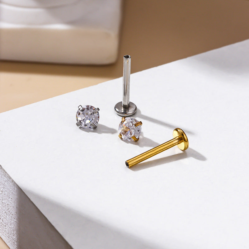Cubic Zirconia | Stainless Steel Flat Back Stud 16G Gauge