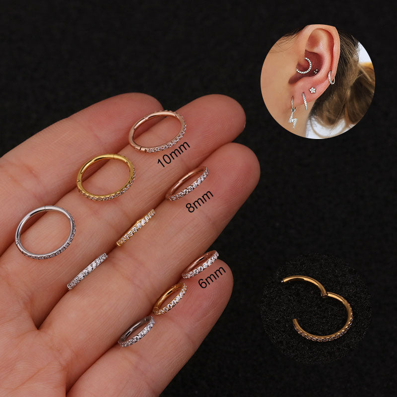 1mm CZ | Stainless Steel Seamless Clicker Ring 18G Gauge