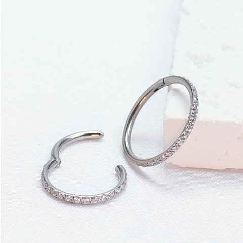 1mm CZ | Stainless Steel Seamless Clicker Ring 18G Gauge
