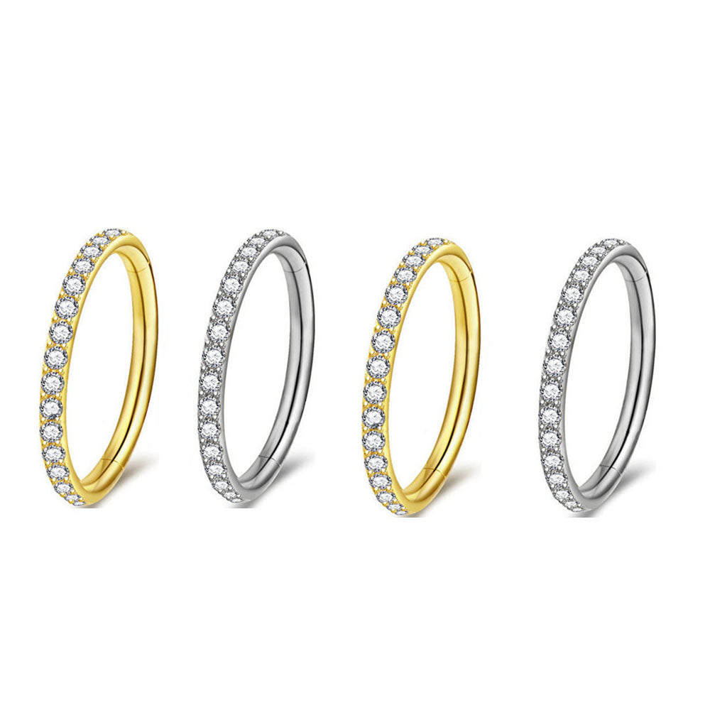 1mm CZ | Stainless Steel Seamless Clicker Ring 18G Gauge
