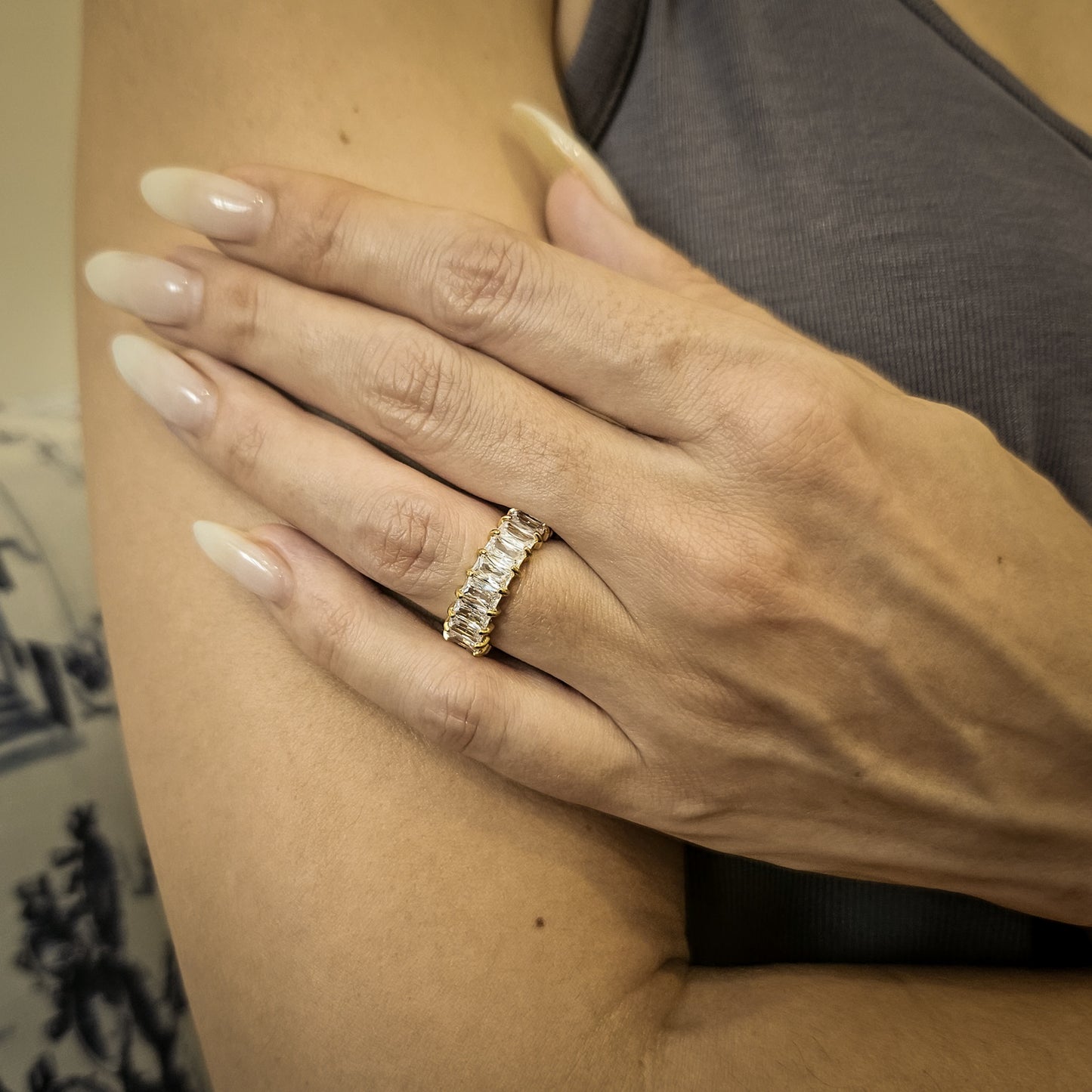 Classic Gold Emerald Cut Eternity Ring