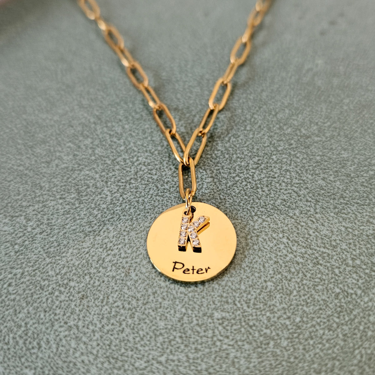 Gold Engraved Letter Necklace