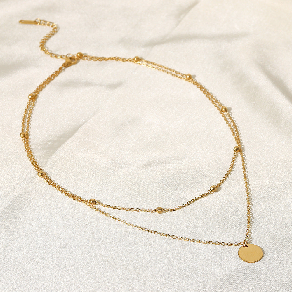 Gold Round Disc Necklace
