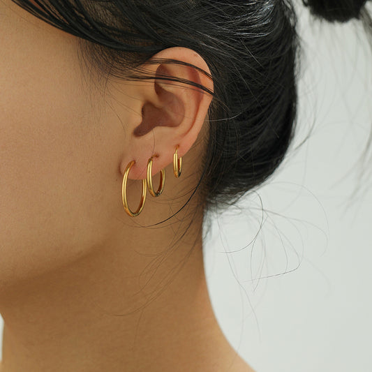 Waterproof Golden Hoop Earring Set