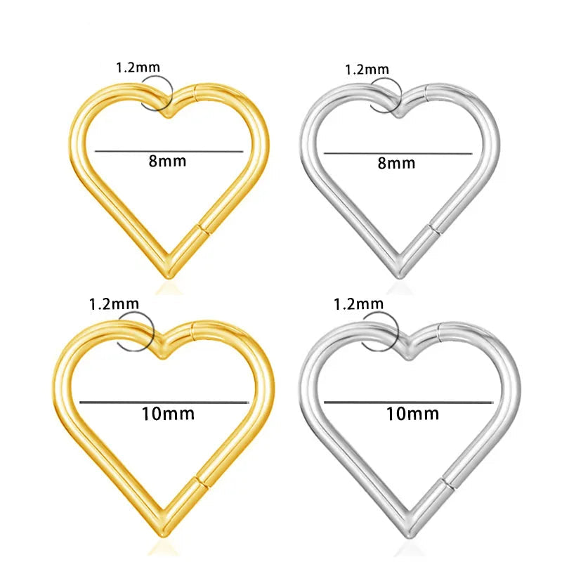 1.2mm Heart | G23 Titanium Seamless Clicker Ring 16G Gauge