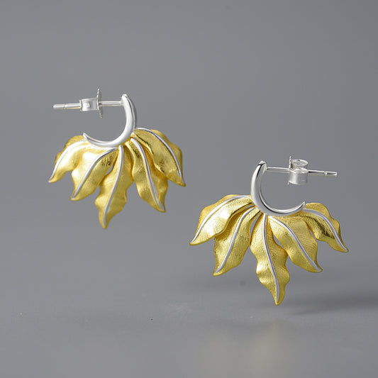 Leafy Hoops in Sterling Silver