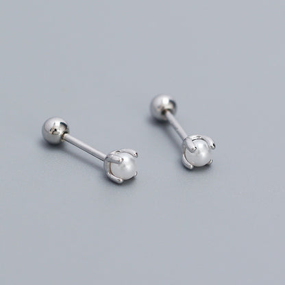 Little Pearl Screw Ball Stud in Sterling Silver (1pc single)