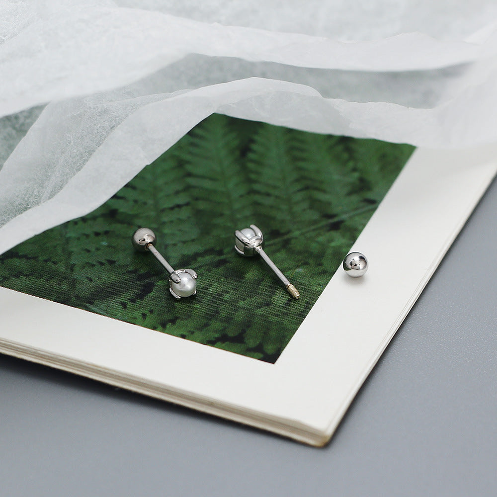 Little Pearl | Sterling Silver Screw Ball Stud