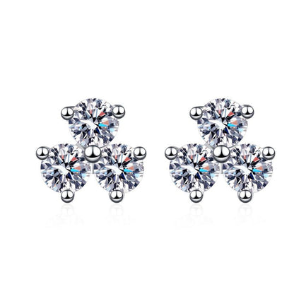 Moissanite Clover Studs in Sterling Silver