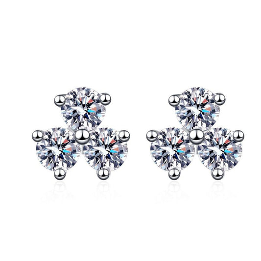 Moissanite Clover Studs in Sterling Silver