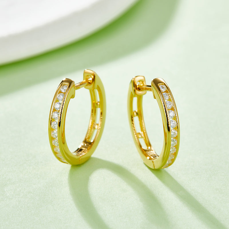 Moissanite Micropave Hoops in Sterling Silver