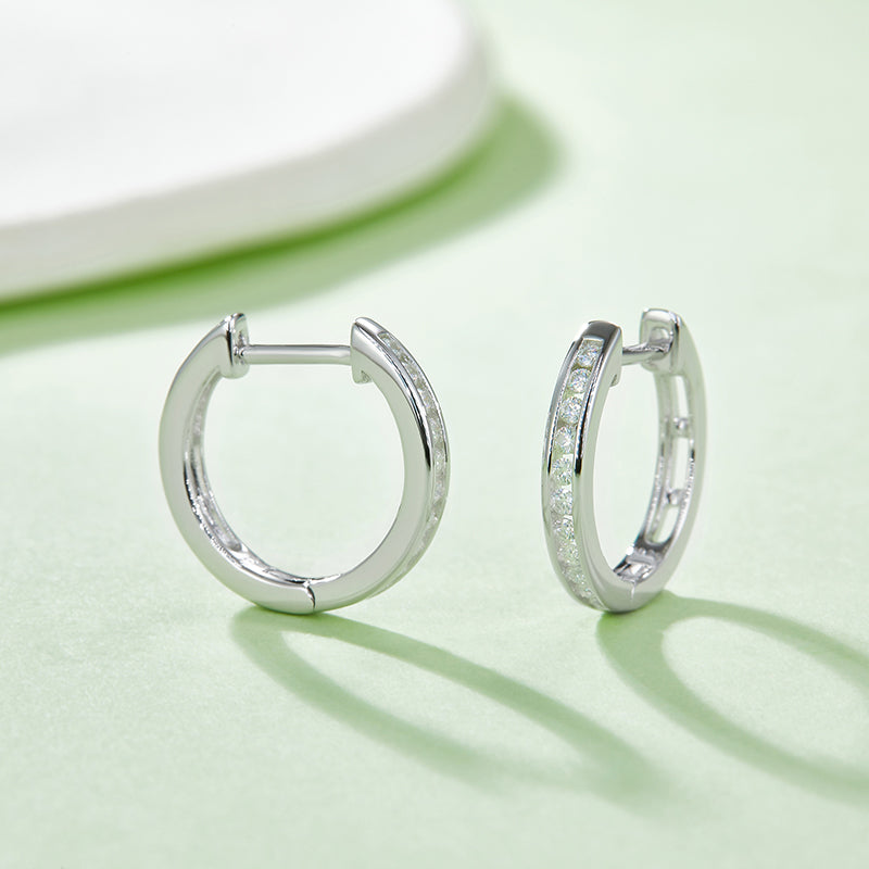 Moissanite Micropave Hoops in Sterling Silver