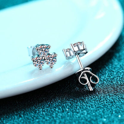 Moissanite Clover Studs in Sterling Silver
