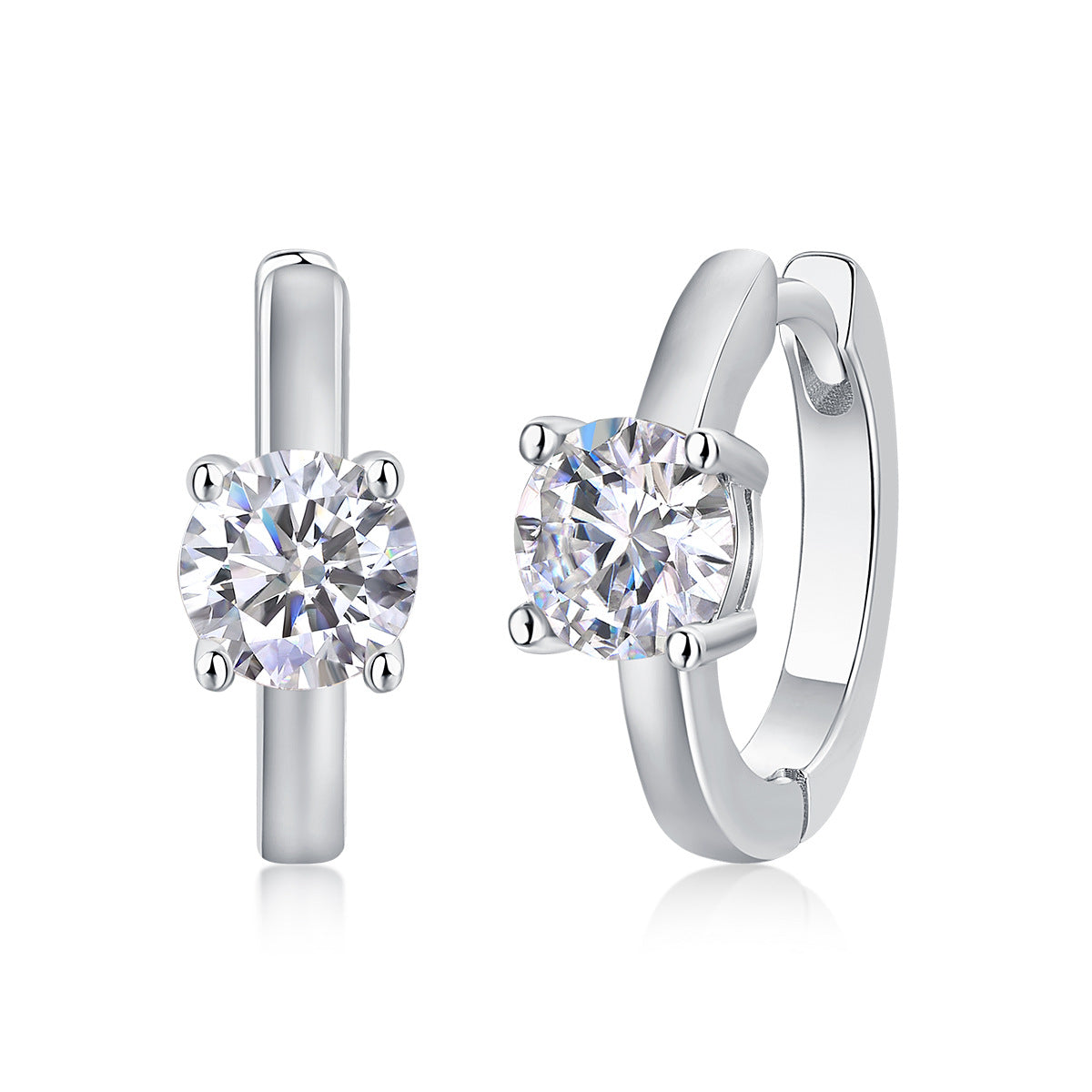 Moissanite Solitaire Huggies in Sterling Silver