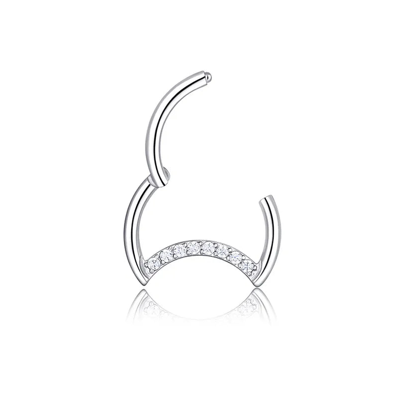 1.2mm Moon CZ | Stainless Steel Seamless Clicker Ring 16G Gauge