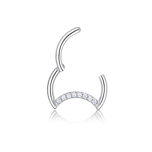 1.2mm Moon CZ | Stainless Steel Seamless Clicker Ring 16G Gauge
