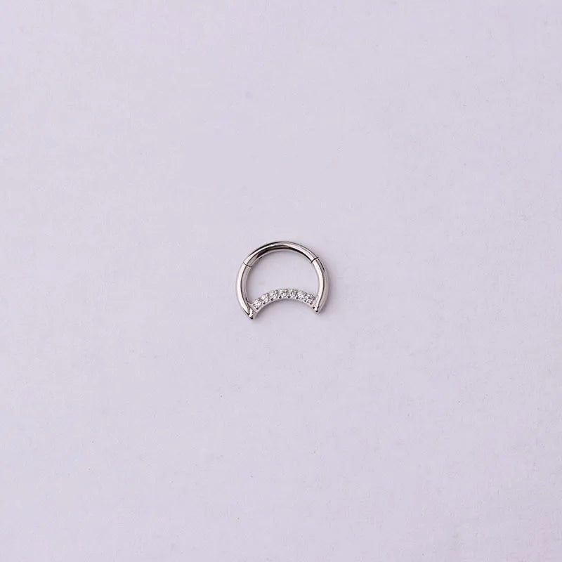 1.2mm Moon CZ | Stainless Steel Seamless Clicker Ring 16G Gauge