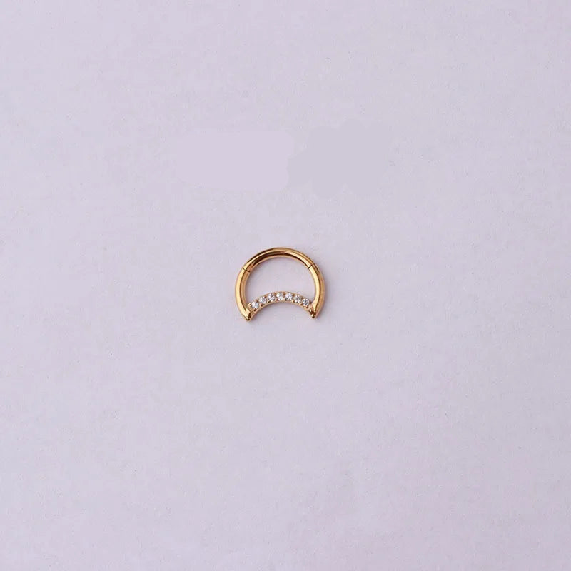 1.2mm Moon CZ | Stainless Steel Seamless Clicker Ring 16G Gauge