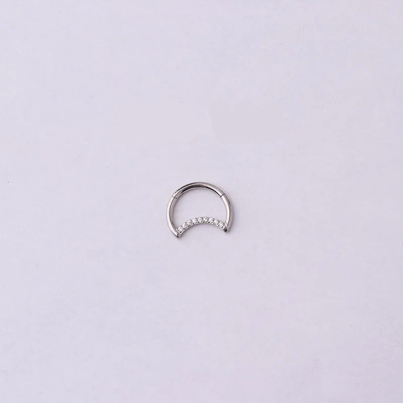 1.2mm Moon CZ | Stainless Steel Seamless Clicker Ring 16G Gauge