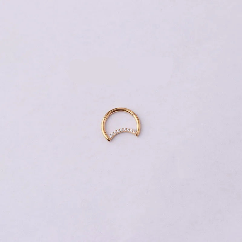 1.2mm Moon CZ | Stainless Steel Seamless Clicker Ring 16G Gauge