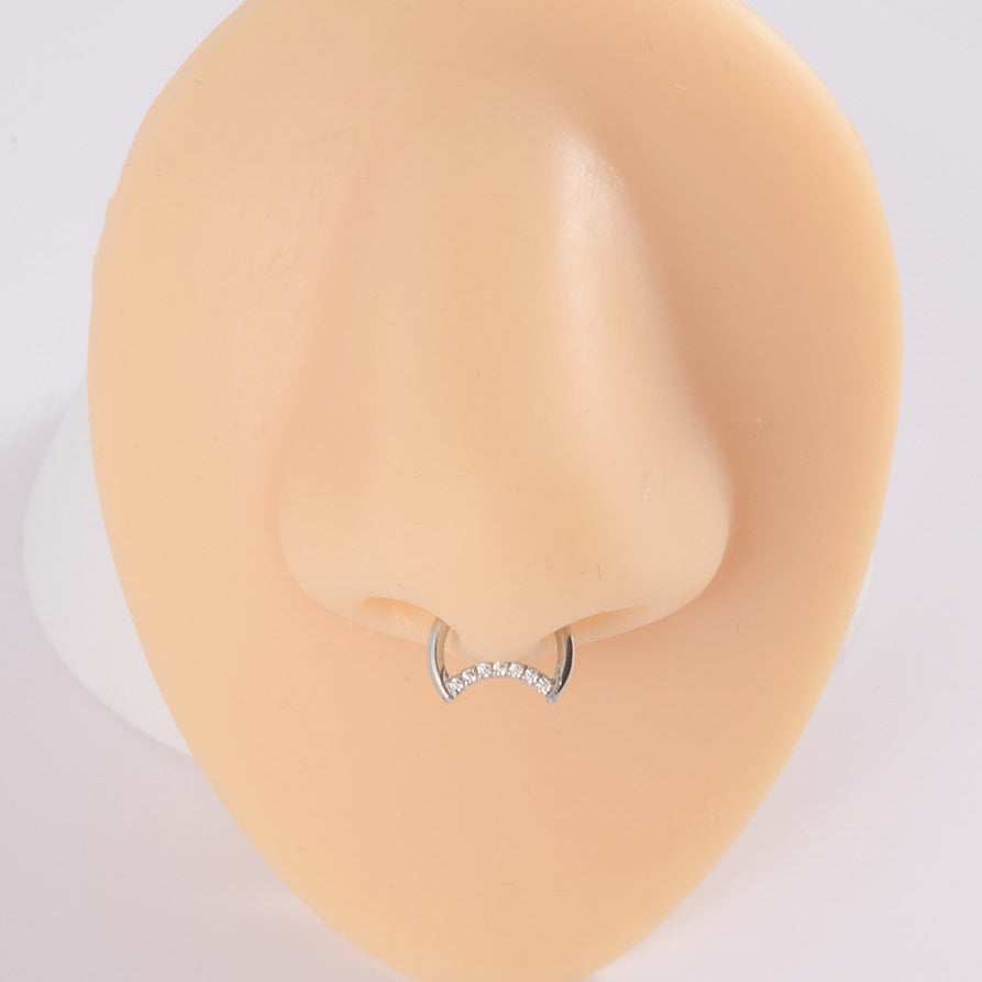 1.2mm Moon CZ | Stainless Steel Seamless Clicker Ring 16G Gauge