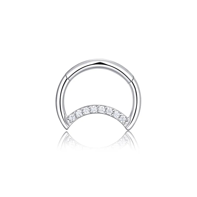 1.2mm Moon CZ | Stainless Steel Seamless Clicker Ring 16G Gauge