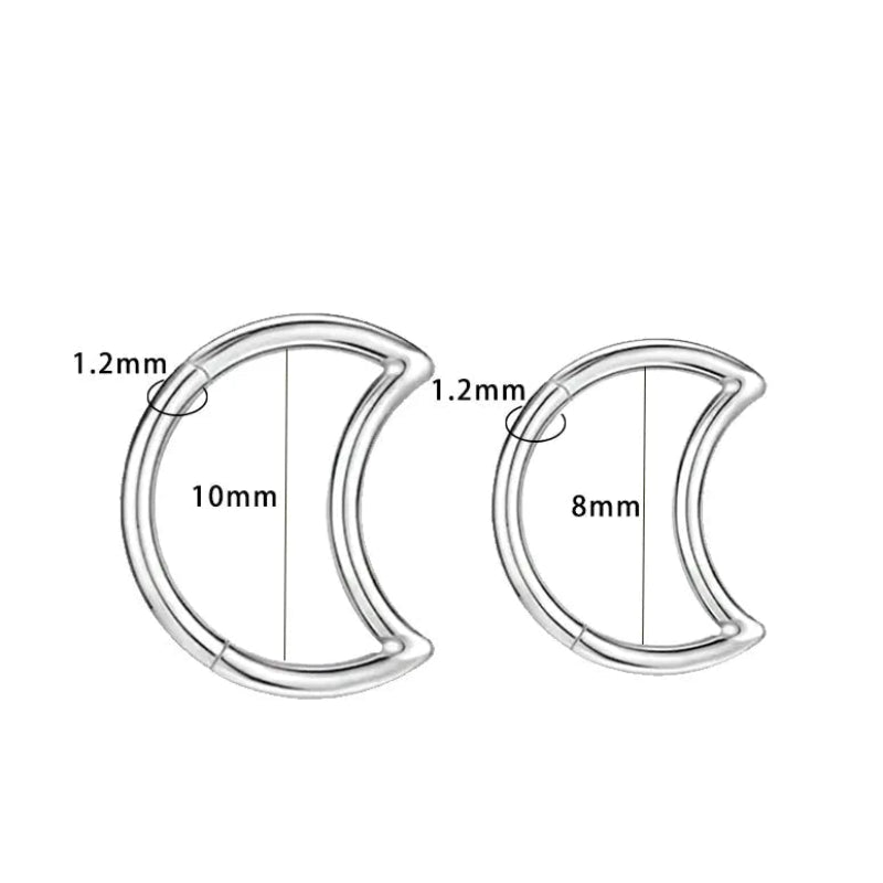 1.2mm Moon | Stainless Steel Seamless Clicker Ring 16G Gauge