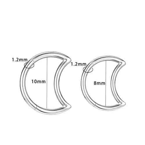 1.2mm Moon | Stainless Steel Seamless Clicker Ring 16G Gauge