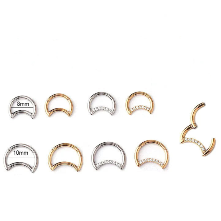 1.2mm Moon CZ | Stainless Steel Seamless Clicker Ring 16G Gauge
