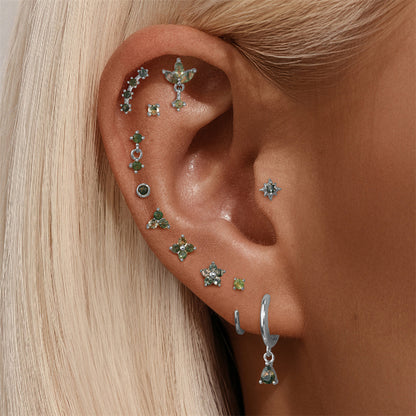 Adorn Moss Agate | Sterling Silver Flat Back Stud